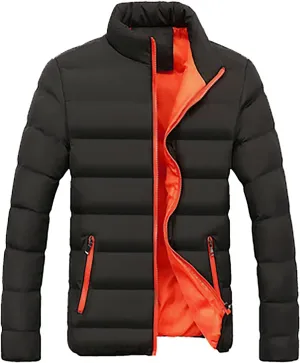 Winter Coats for Men Warm Zip up Jacket Lightweight Puffer Jacket Stand Collar Jacket Casual Packable Down Coat