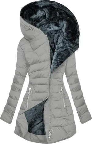 Winter Coats for Women 2024 Zip Up Trendy Puffer Jackets Long Winter Down Coat Long Sleeve Sherpa Hooded Outerwear