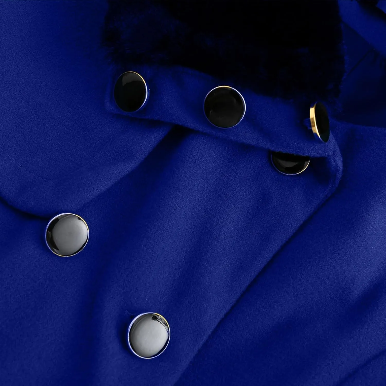 Winter Coats for Women Casual Doubel-Breasted Wool Blend Dress Coats Long Sleeve Warm Faux Fur Collar Pea Coats