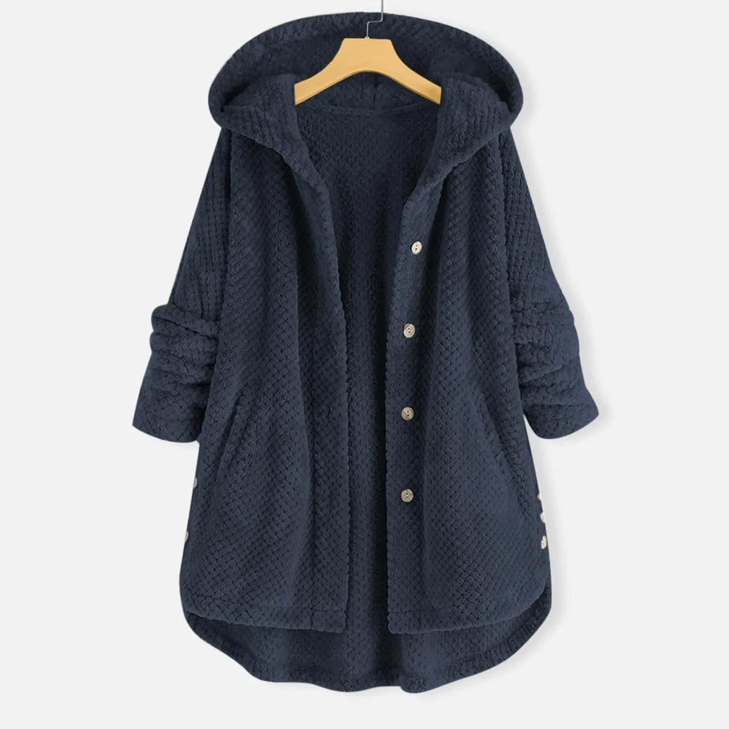 Winter Coats for Women Casual Hooded Button Down Cardigan Jacket Soft Comfy Long Sleeve Warm Outwear 2024 Fashion Coat