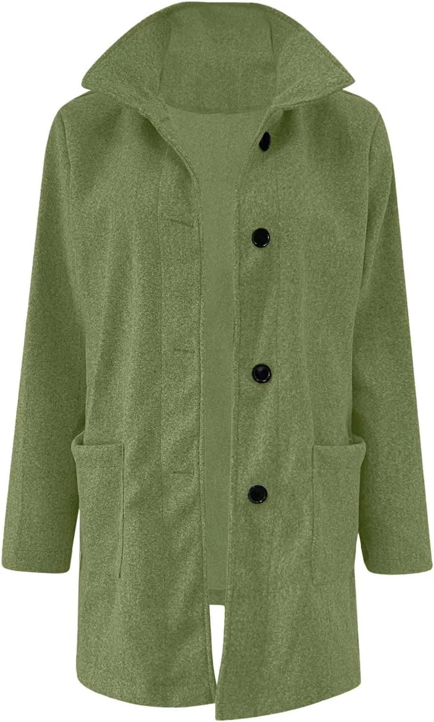 Winter Coats For Women Casual Trendy Overcoat Loose Warm Wool Blend Stand Collar Coat