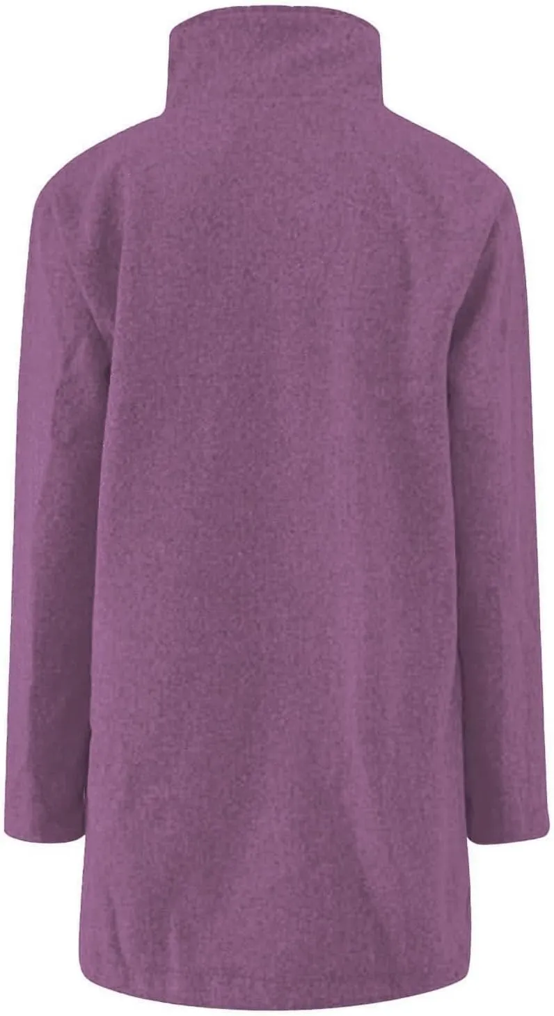 Winter Coats For Women Casual Trendy Overcoat Loose Warm Wool Blend Stand Collar Coat