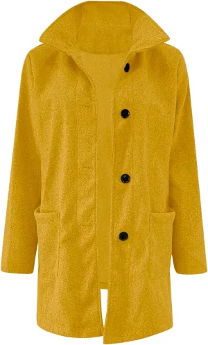 Winter Coats For Women Casual Trendy Overcoat Loose Warm Wool Blend Stand Collar Coat