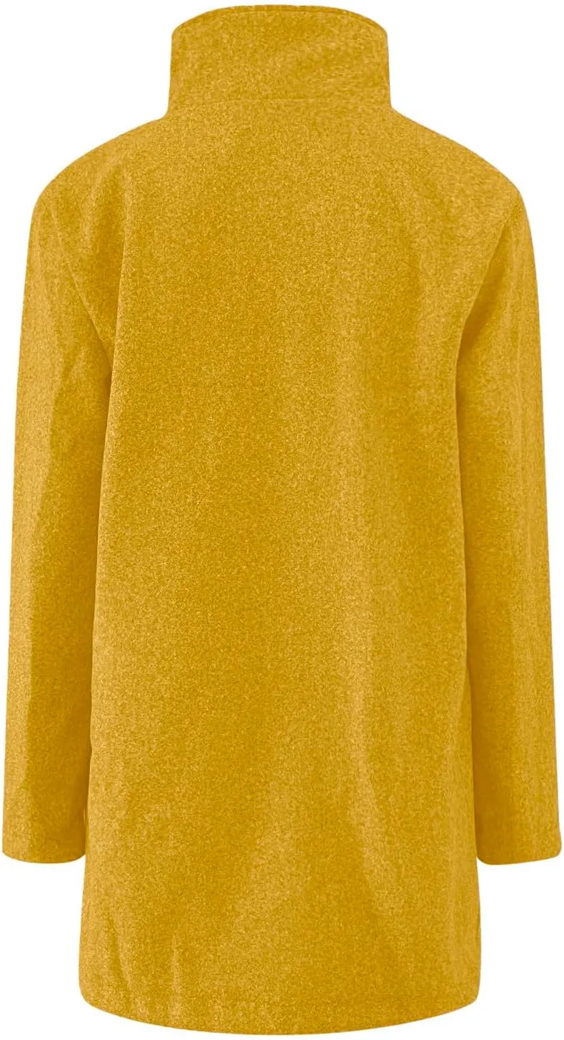 Winter Coats For Women Casual Trendy Overcoat Loose Warm Wool Blend Stand Collar Coat