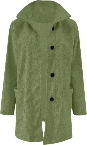 Winter Coats For Women Casual Trendy Overcoat Loose Warm Wool Blend Stand Collar Coat
