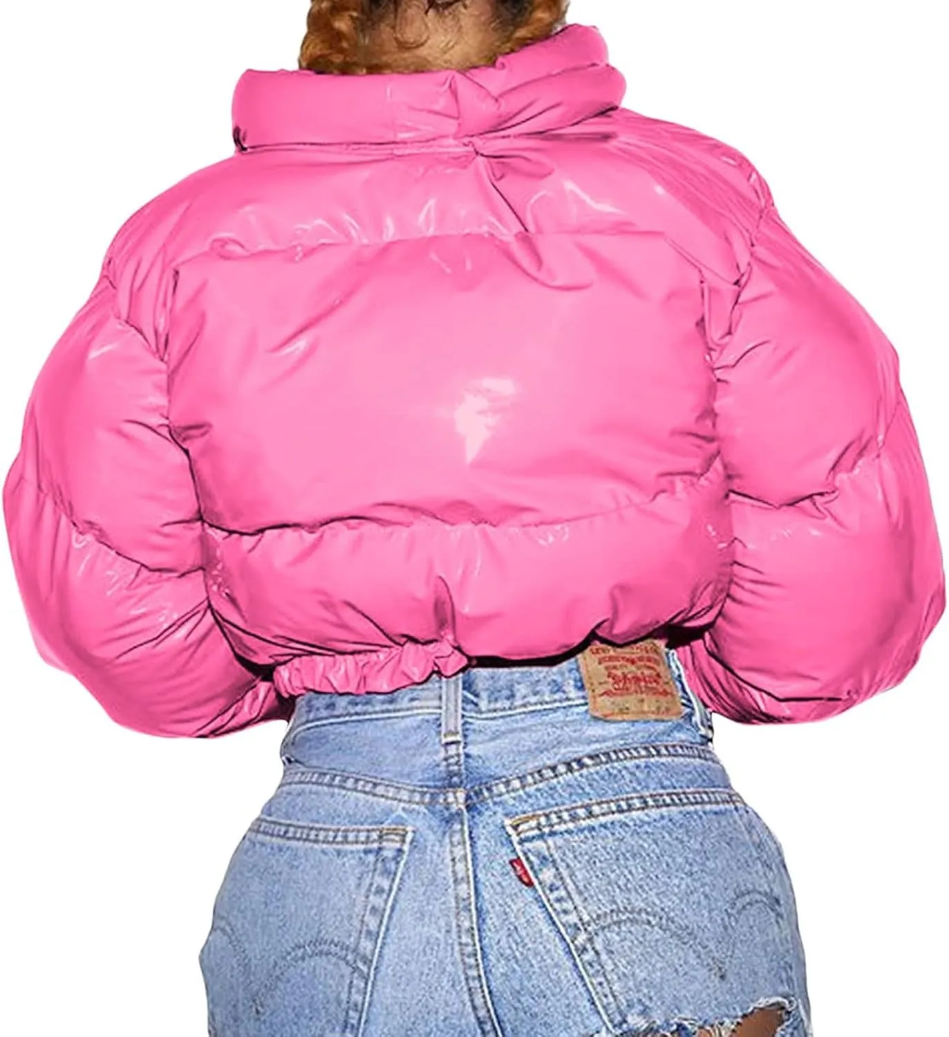 Winter Coats for Women Fashion Cropped Solid Puffer Jacket Thicken Warm Long Sleeve Padded Coat 2024 Quilted Outwear