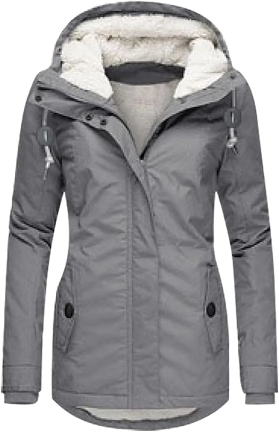 Winter Coats for Women Mid Length Hooded Fleece Lined Down Coat Casual Long Sleeve Warm Outwear 2024 Trendy Clothes