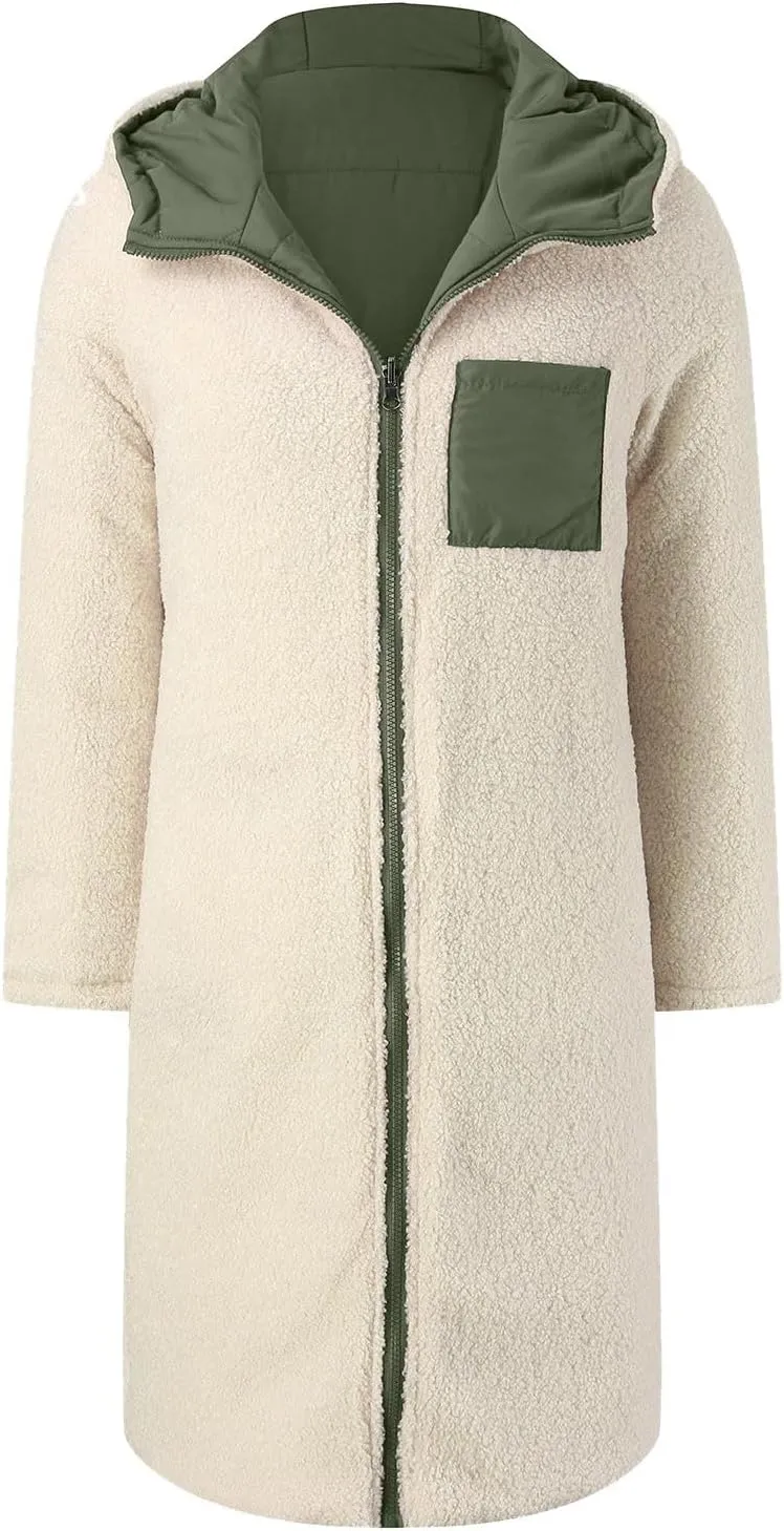 Winter Coats for Women Warm Faux Fur Lined Thicken Jacket Quilted Long Puffer Coat Hood Down Outerwear with Pockets