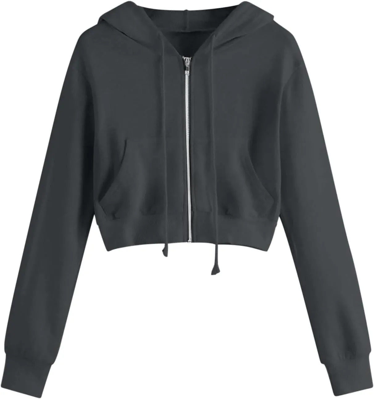Winter Fleece Cropped Hoodie Women Plus Size Long Sleeve Sweatshirt Jacket Drawstring Hooded Y2k Preppy Girl Outwear