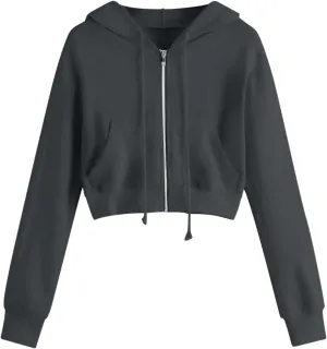 Winter Fleece Cropped Hoodie Women Plus Size Long Sleeve Sweatshirt Jacket Drawstring Hooded Y2k Preppy Girl Outwear