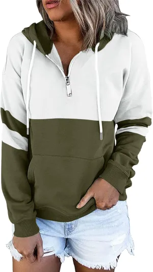 Winter Hoodies For Women 2022,Women's Pullover Casual Color Block Sweatshirts Long Sleeve Tops With Kangaroo Pockets