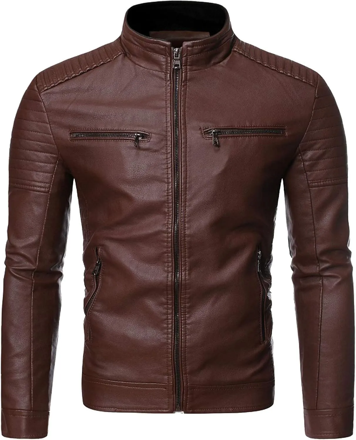 Winter Jackets for Men Fall Jackets for Men Winter Casual Stand Collar Leather Jacket Coat Faux Fur Lined Jacket