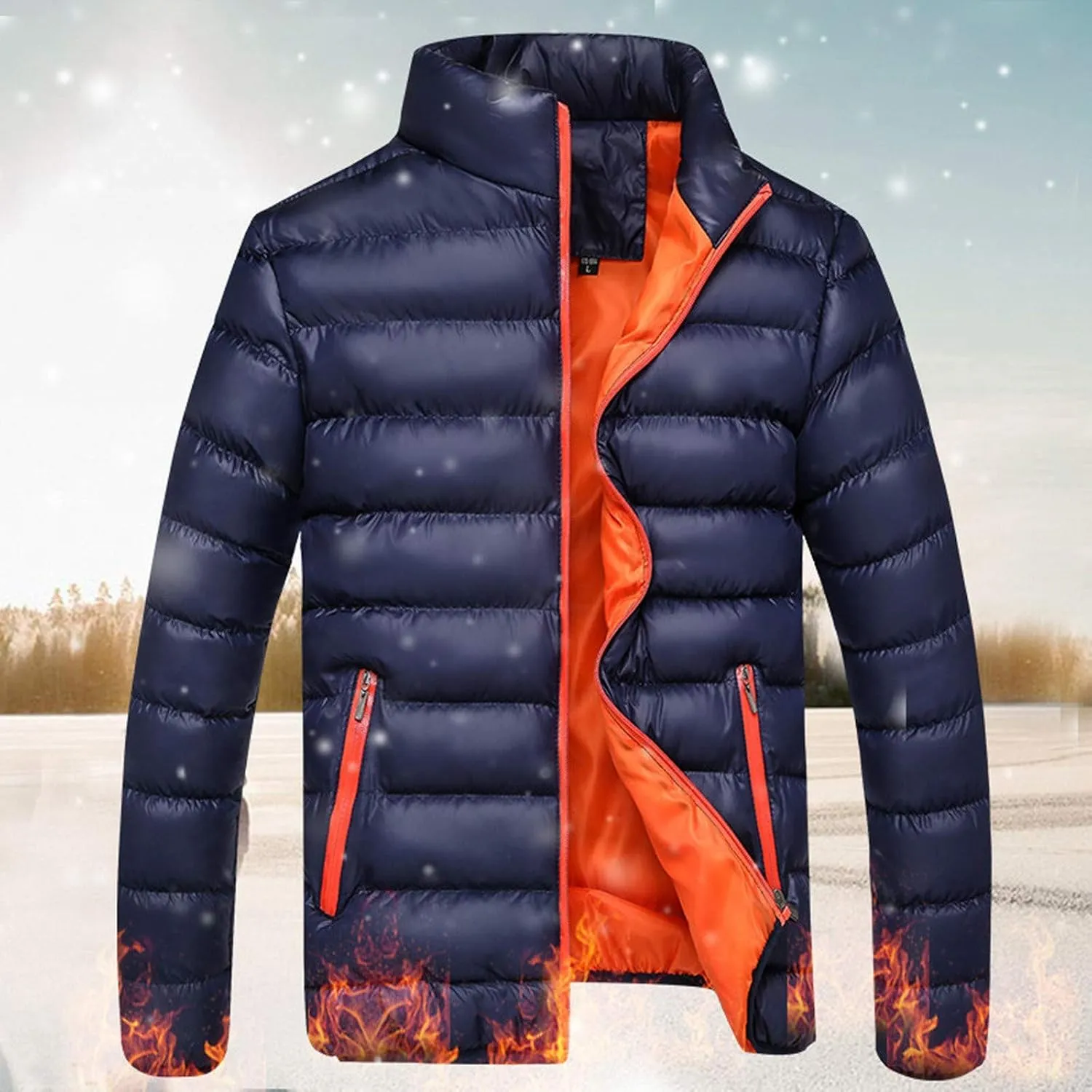 Winter Jackets for Men, Men's Puffer Jacket Lightweight Warm Packable Winter Coats Water-Resistant Solid Color Jacket