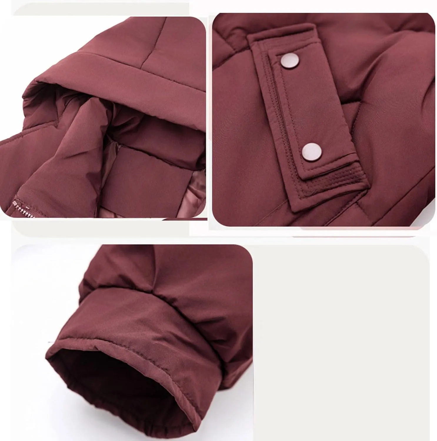 Winter Thermal Down Jackets for Women Heavyweight Thick Puffer Coats with Removable Hood Medium Length Zip Up Outfits