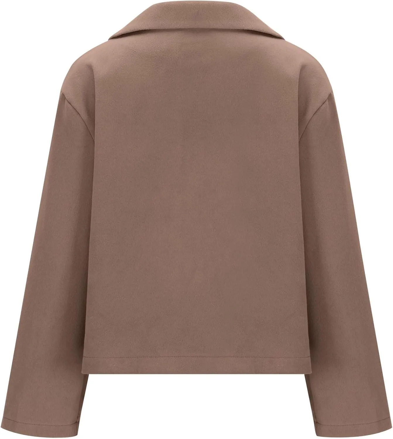 Winter Women Wool Crop Jacket Dressy Long Sleeve Lapel Button Blend Jacket Fall Winter Solid Color Short Pea Coat