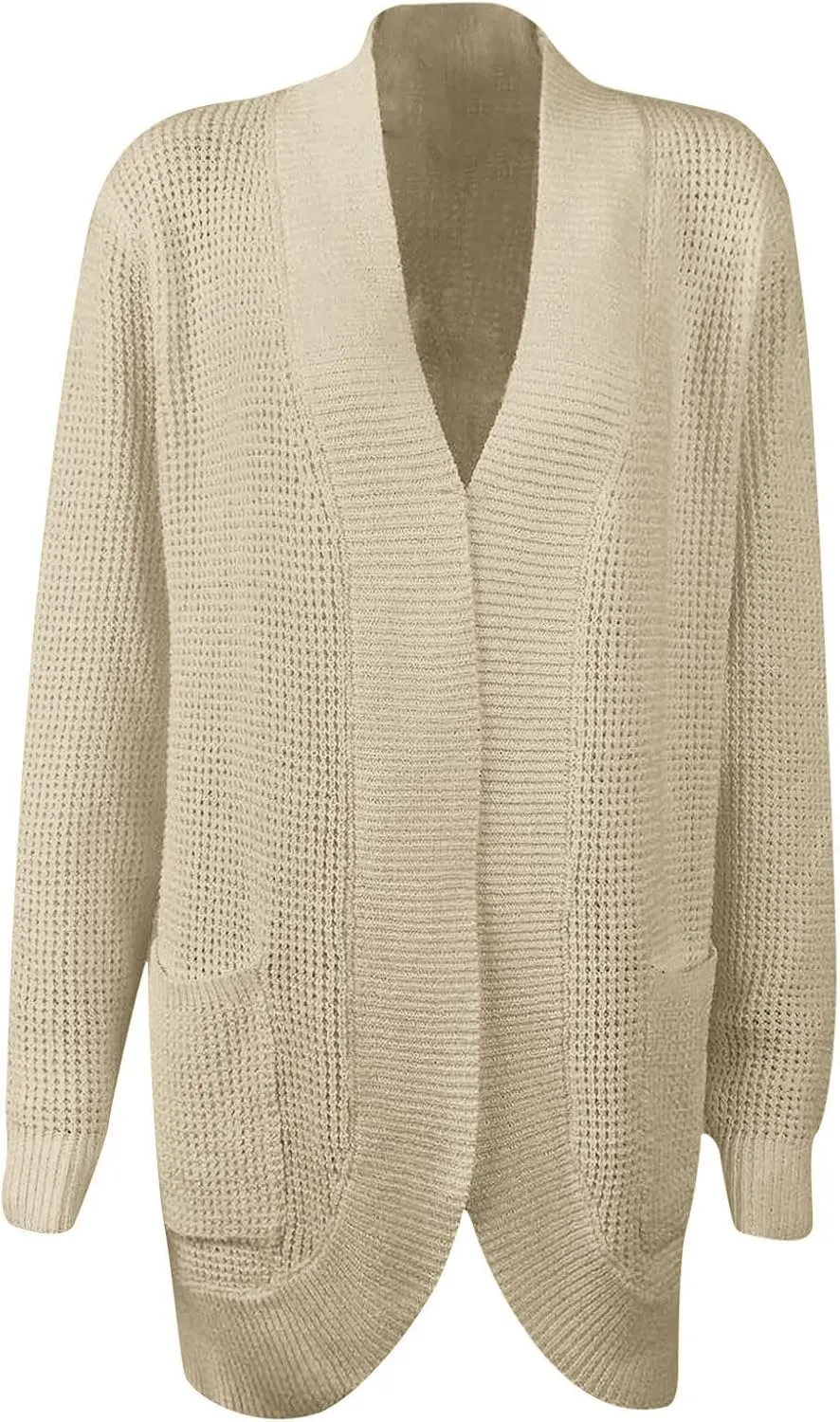 Wkishenl Womens Loose Open Front Cardigan Long Sleeve Chunky Coat Casual Lightweight Soft Knit Sweaters Outwear with Pockets
