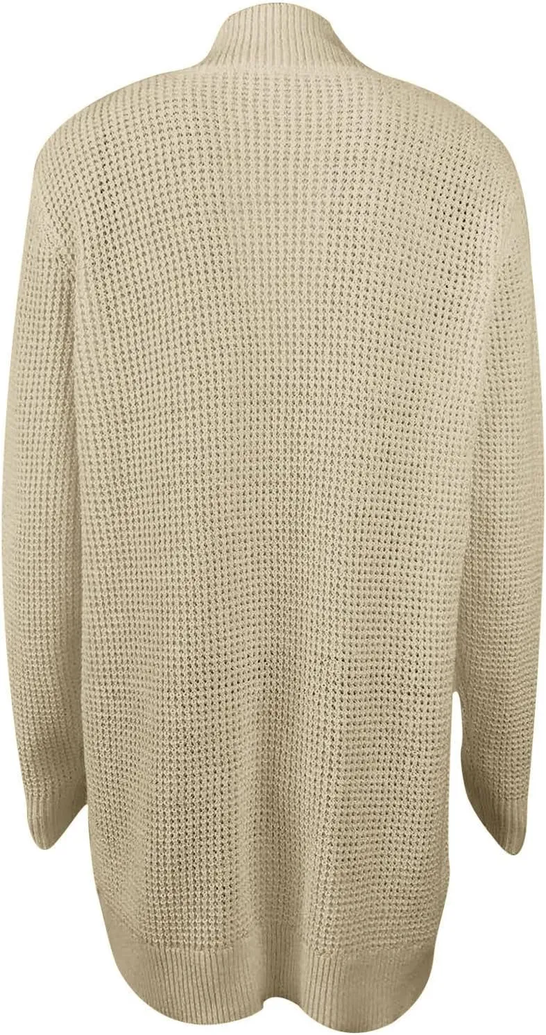 Wkishenl Womens Loose Open Front Cardigan Long Sleeve Chunky Coat Casual Lightweight Soft Knit Sweaters Outwear with Pockets