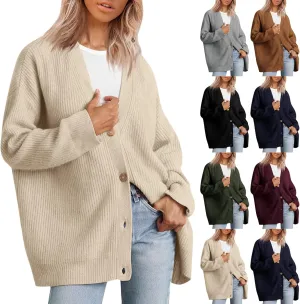 Women Cashmere Cocoon Cardigan Open Front Oversized Button Down Chunky Cardigan V Neck Cardigans Sweaters Knit Coat