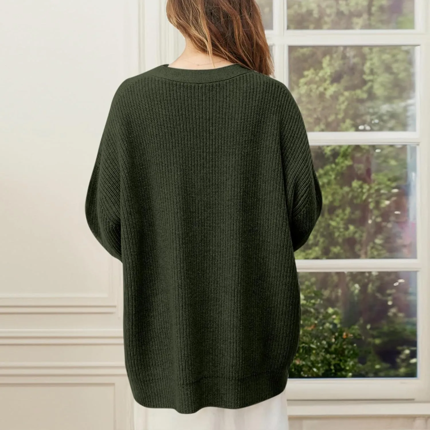 Women Cashmere Cocoon Cardigan Open Front Oversized Button Down Chunky Cardigan V Neck Cardigans Sweaters Knit Coat