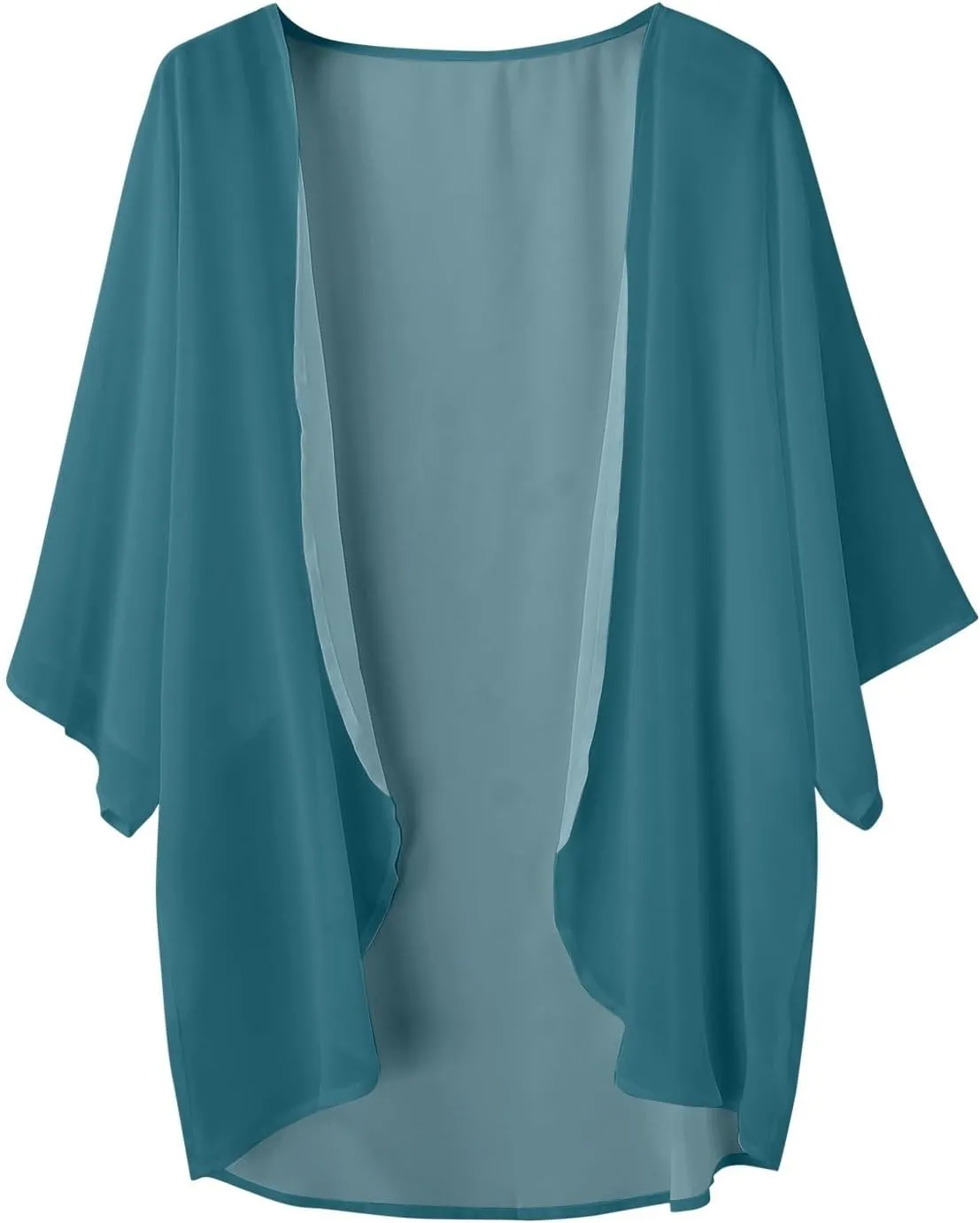 Women Chiffon Kimono Cardigan,Dressy 3/4 Sleeve Chiffon Open Front Lightweight Summer Blouse Tops,Sheer Beach Cover Up