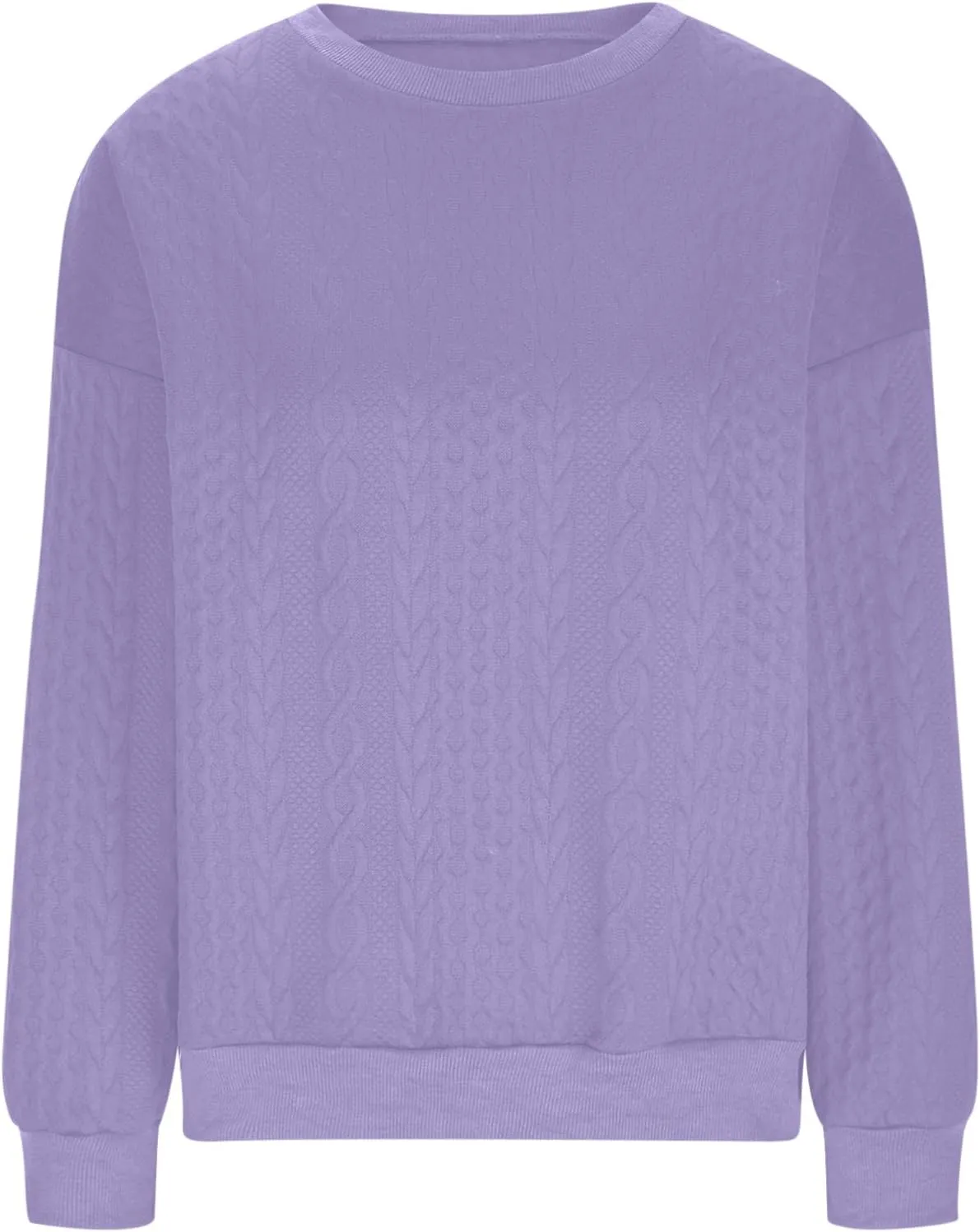 Women Crew Neck Cable Knitted Sweaters Stretchable Elasticity Comfy Cozy Loose Long Sleeve Sweater Jumper Pullover