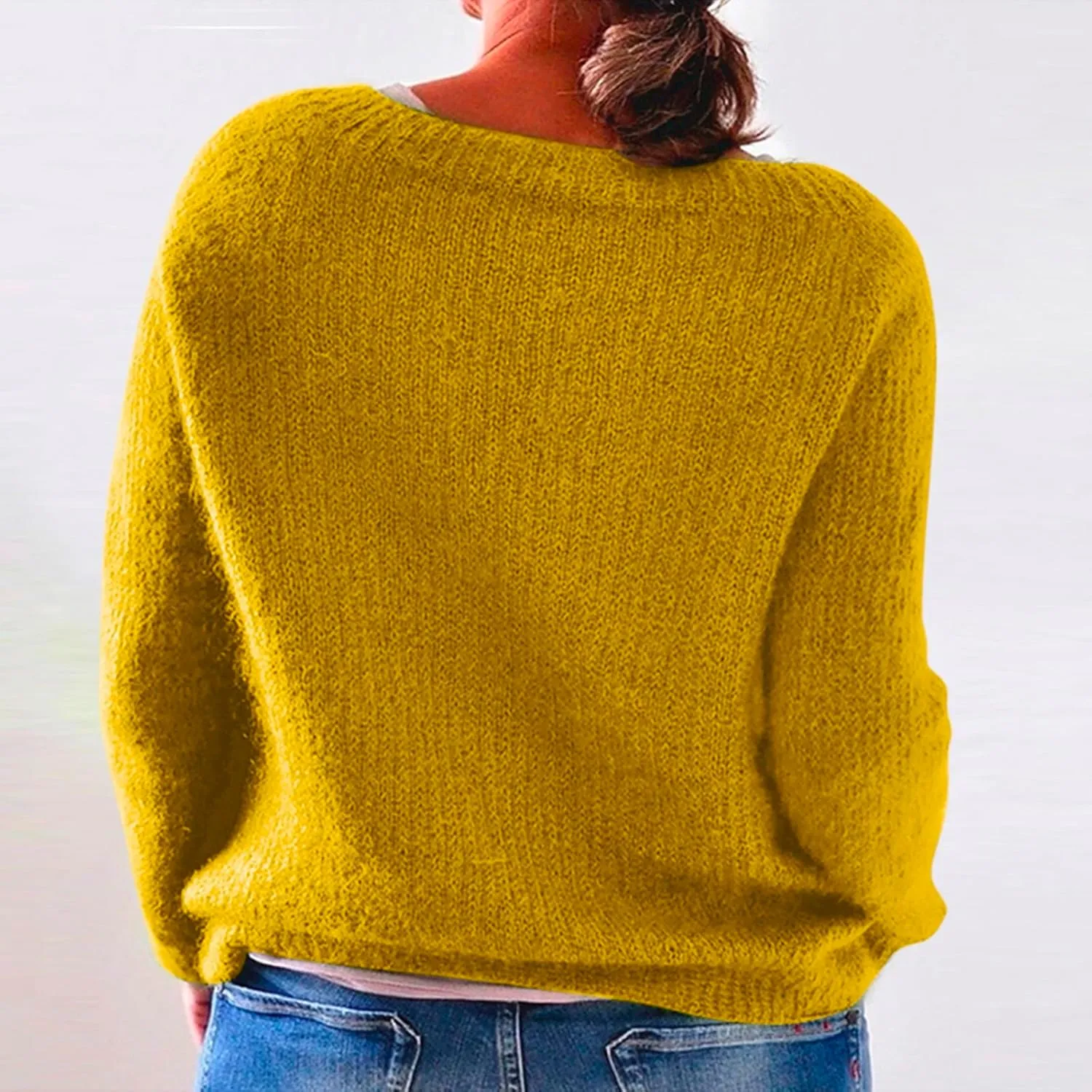 Women Fair Isle Sweaters Casual Scoop Neck Long Sleeved Vintage Sweater Loose Fuzzy Knitted Sweater Pullover Top