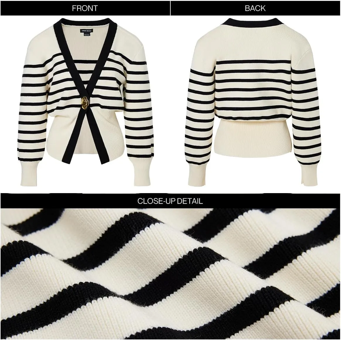 Women Knitted Cardigans Long Sleeve V-Neck Lightweight Sweater One Leaf Button Down Outwear