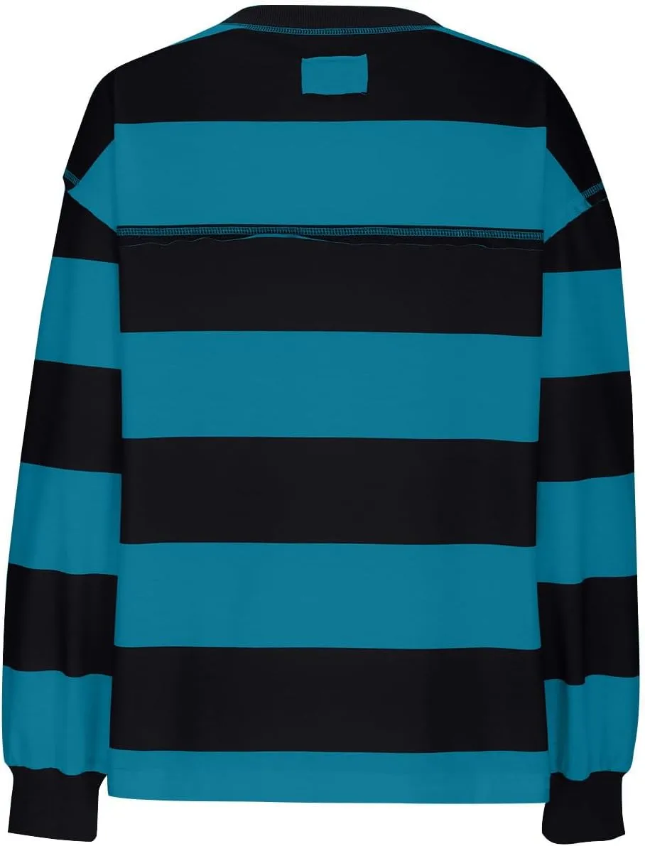 Women Long Sleeve Lightweight Sweatshirts 2024 Fall Fashion Striped Pullover Tops Loose Casual Sweatshirt