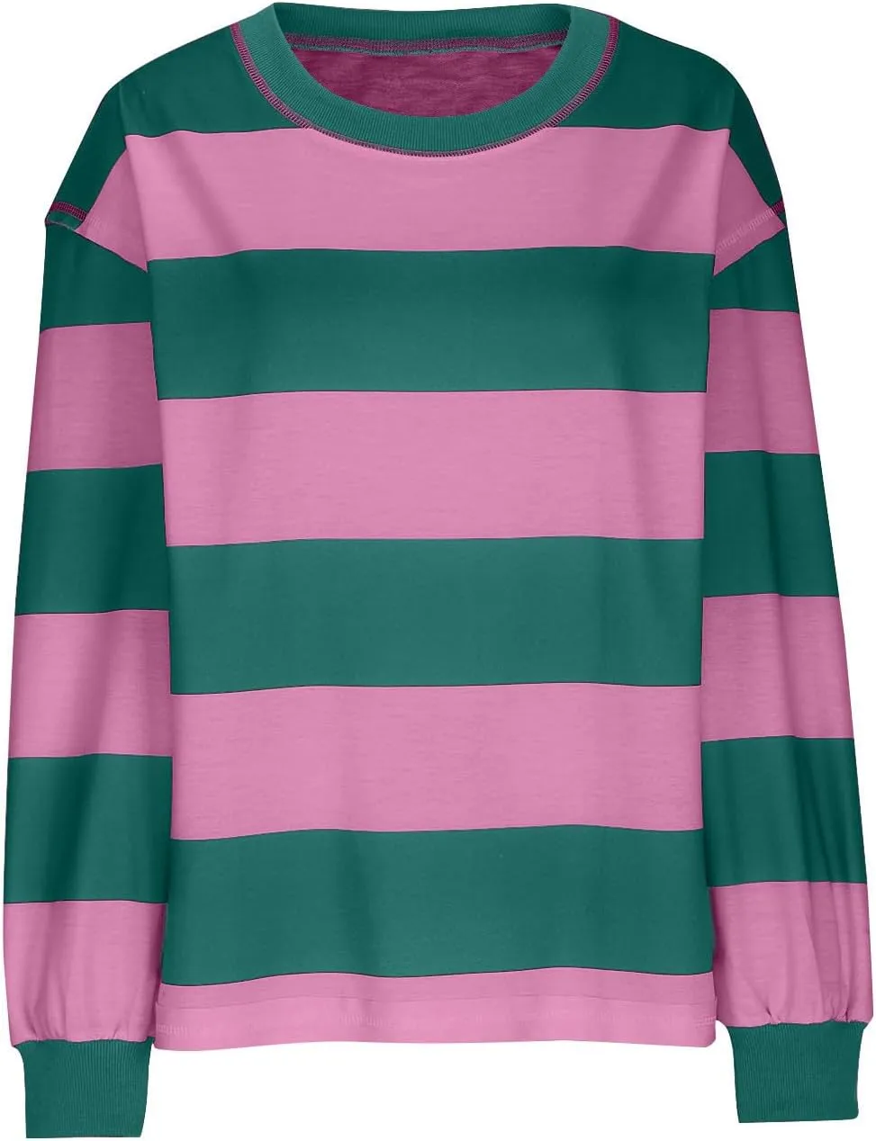 Women Long Sleeve Lightweight Sweatshirts 2024 Fall Fashion Striped Pullover Tops Loose Casual Sweatshirt