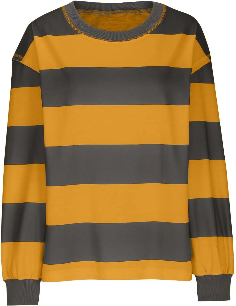 Women Long Sleeve Lightweight Sweatshirts 2024 Fall Fashion Striped Pullover Tops Loose Casual Sweatshirt