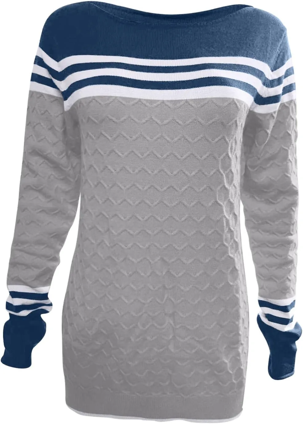 Women Trendy Jumper Striped Pullover Sweater Casual Lightweight Knit Tops Soft Fall Cable Sweaters Knitwear Shirts