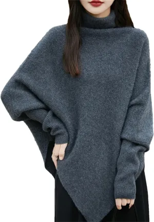 Women Turtleneck Sweater Wool Knitwear Long Sleeve Pullover Soft Shawl Oversized Sweaters