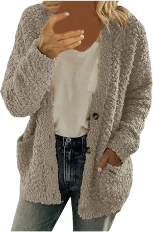 Womens 2023 Cardigan Sweaters Fall Open Front Button Down Long Sleeve with Pockets Casual Chunky Warm Outerwear Coat