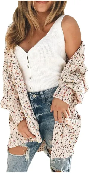 Women's 2023 Fall Open Front Chunky Knitted Sweater Cardigans Oversized Long Sleeve Cardigan Outwear Coat with Pocket