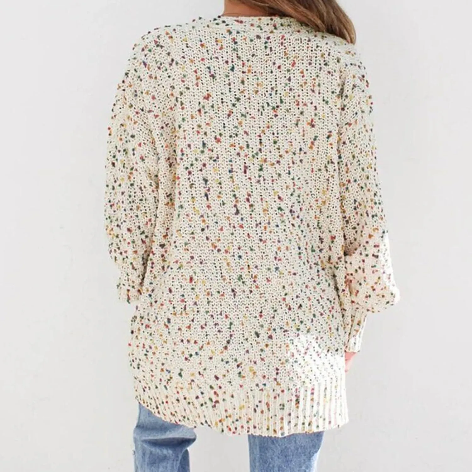 Women's 2023 Fall Open Front Chunky Knitted Sweater Cardigans Oversized Long Sleeve Cardigan Outwear Coat with Pocket
