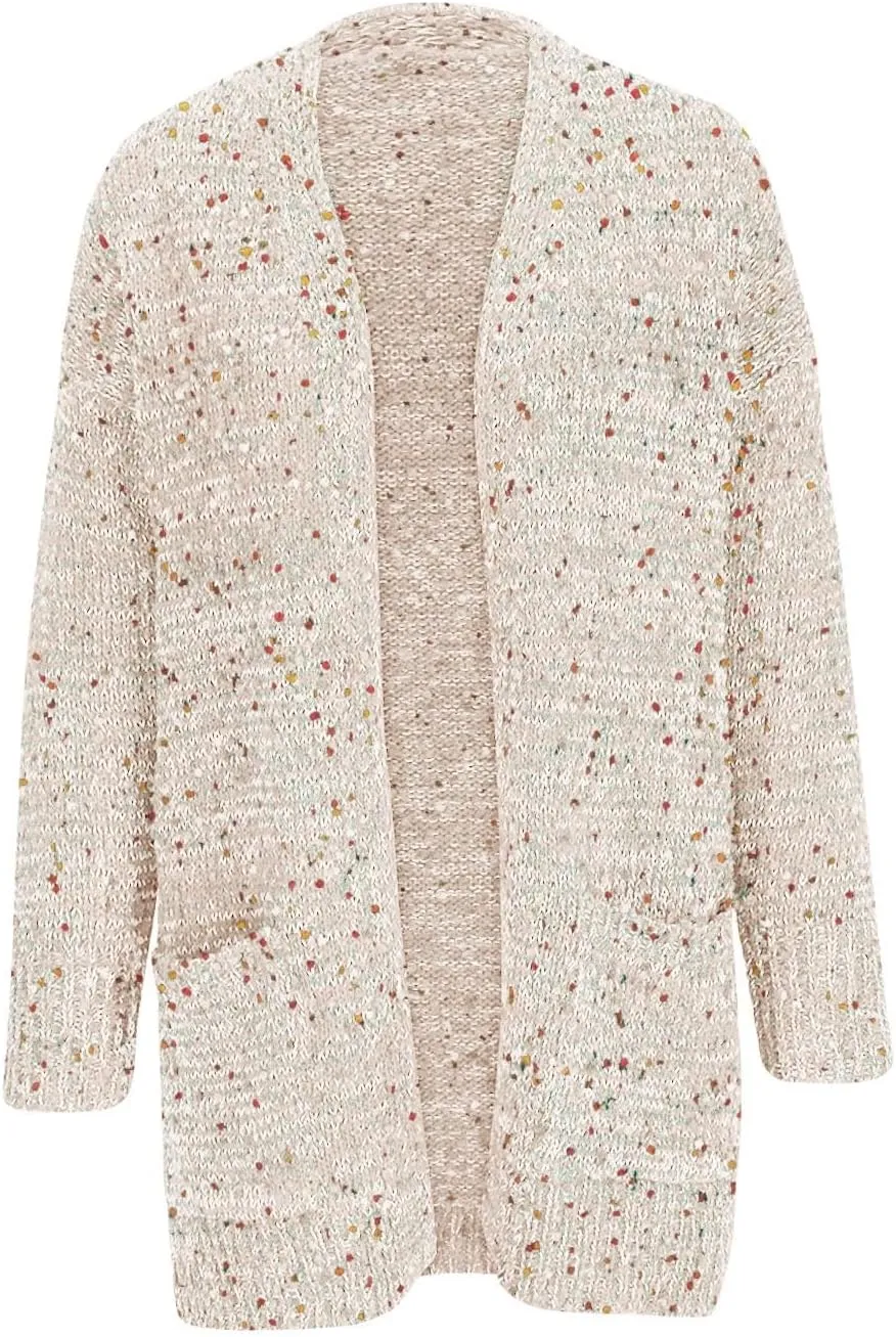 Women's 2023 Fall Open Front Chunky Knitted Sweater Cardigans Oversized Long Sleeve Cardigan Outwear Coat with Pocket