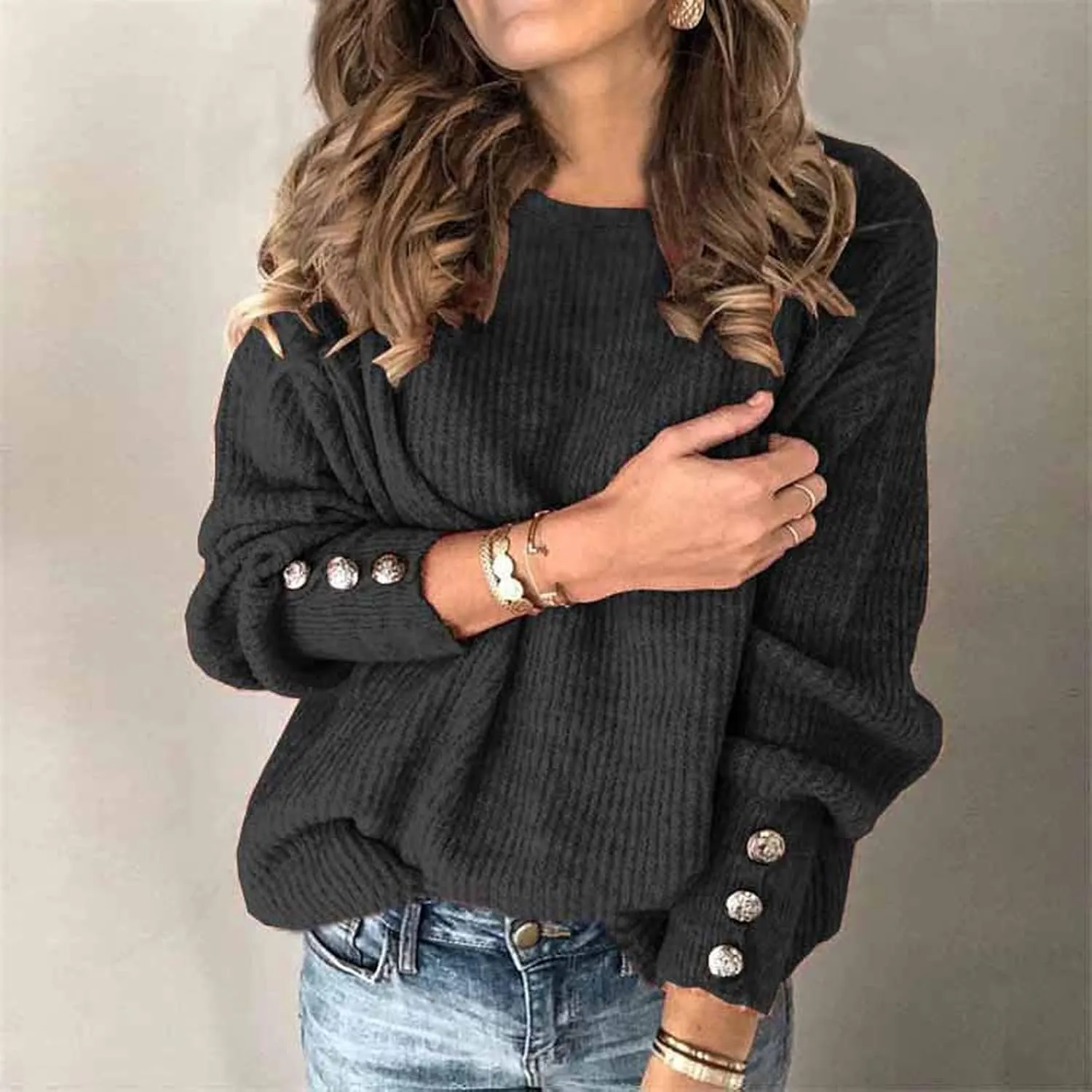 Womens 2024 Winter Pullover Sweater Casual Long Sleeve Crewneck Y2K Sweaters Loose Chunky Knit Jumper Tops Blouse