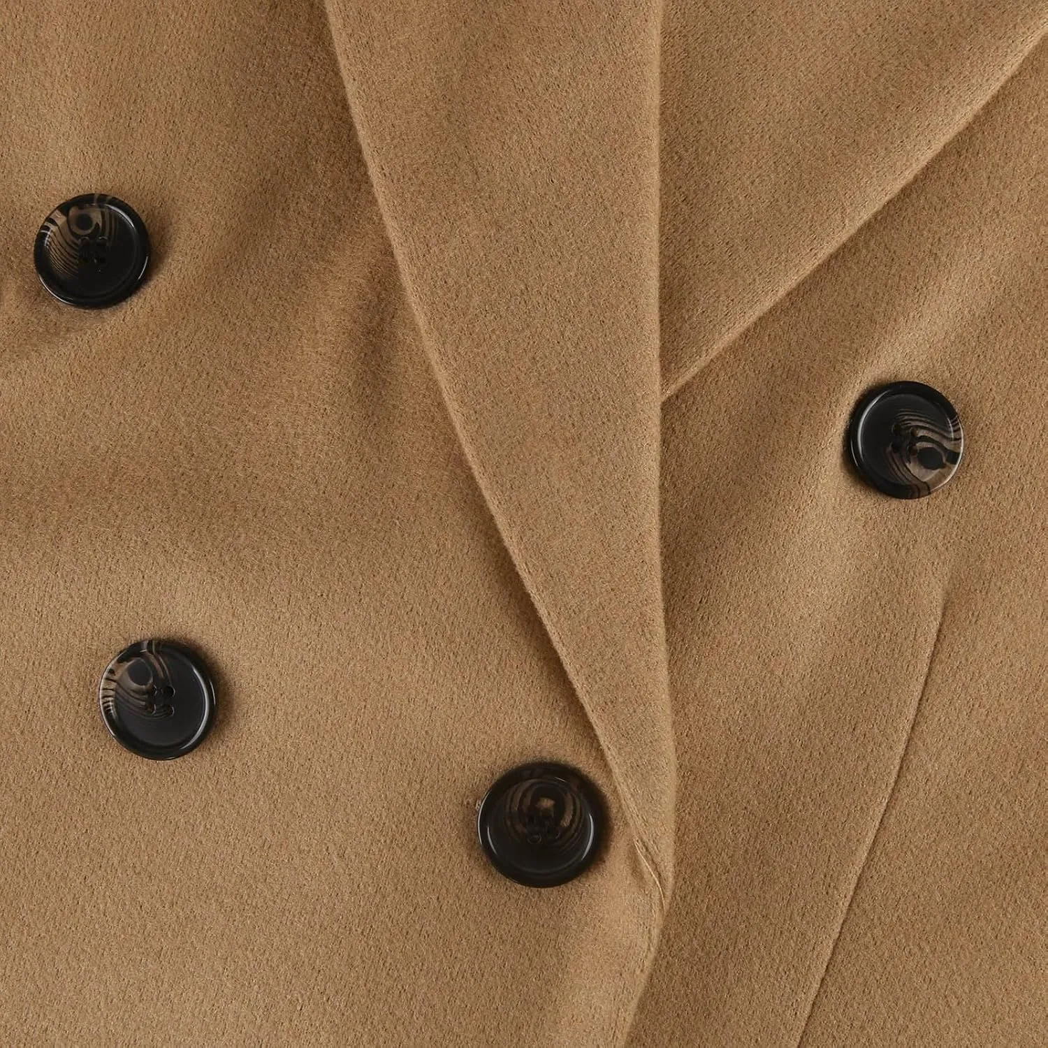 Women's Big Notch Lapel Single Breasted Mid-Long Wool Blend Coat Double Breasted Trench Coat Fall Winter Clothes