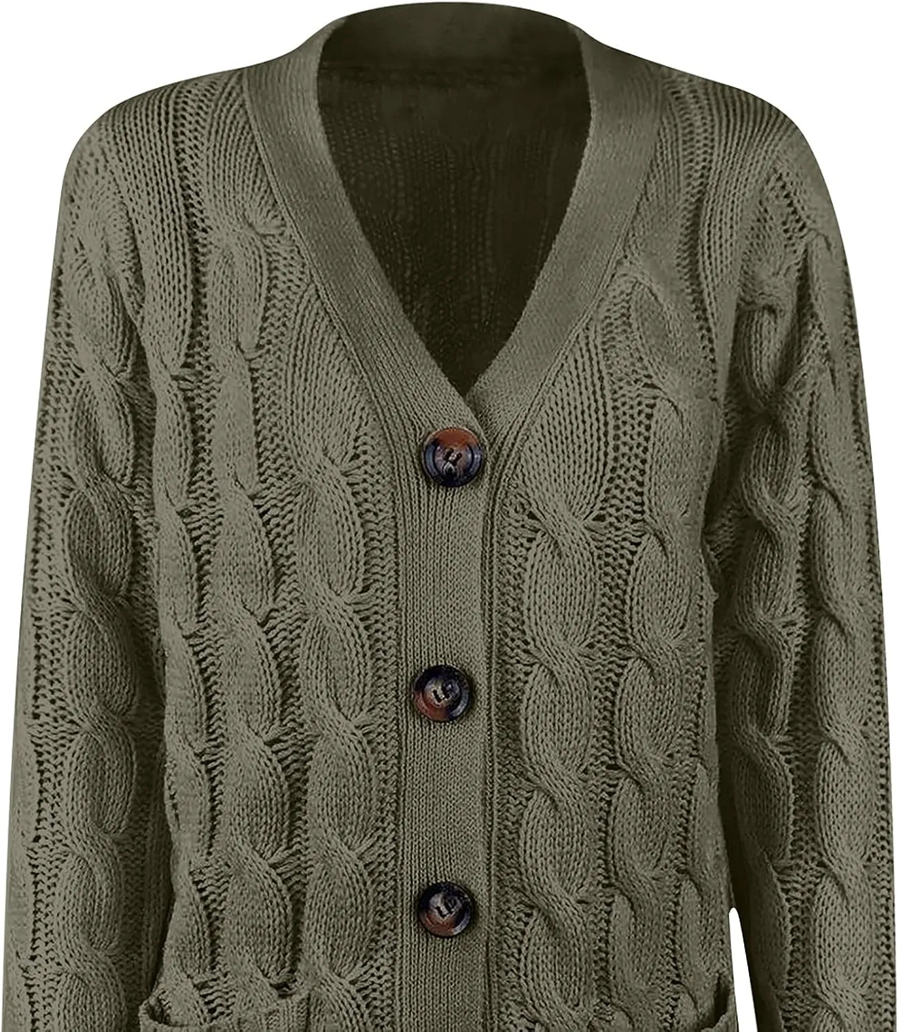 Women's Cable Knit Cardigan Sweaters Open Front Button Down Knitwear Loose Oversized Fall Outerwear Coat with Pocket