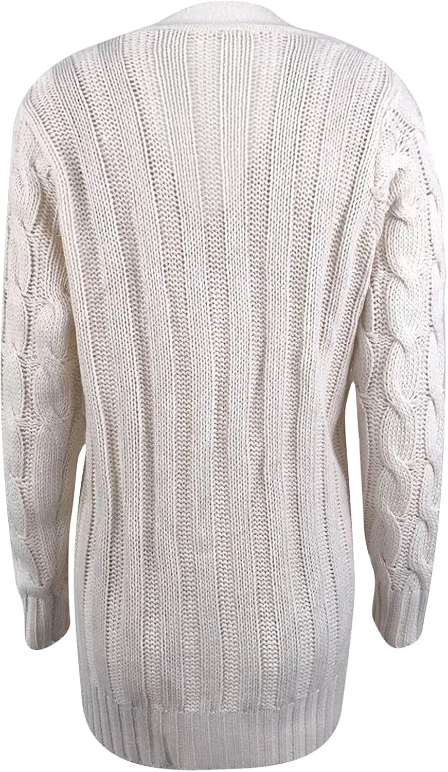Womens Cable Knit Cotton Cardigan Sweaters Button V Neck Open Front Midi Sweater Jacket Winter Chunky Sweater Coat