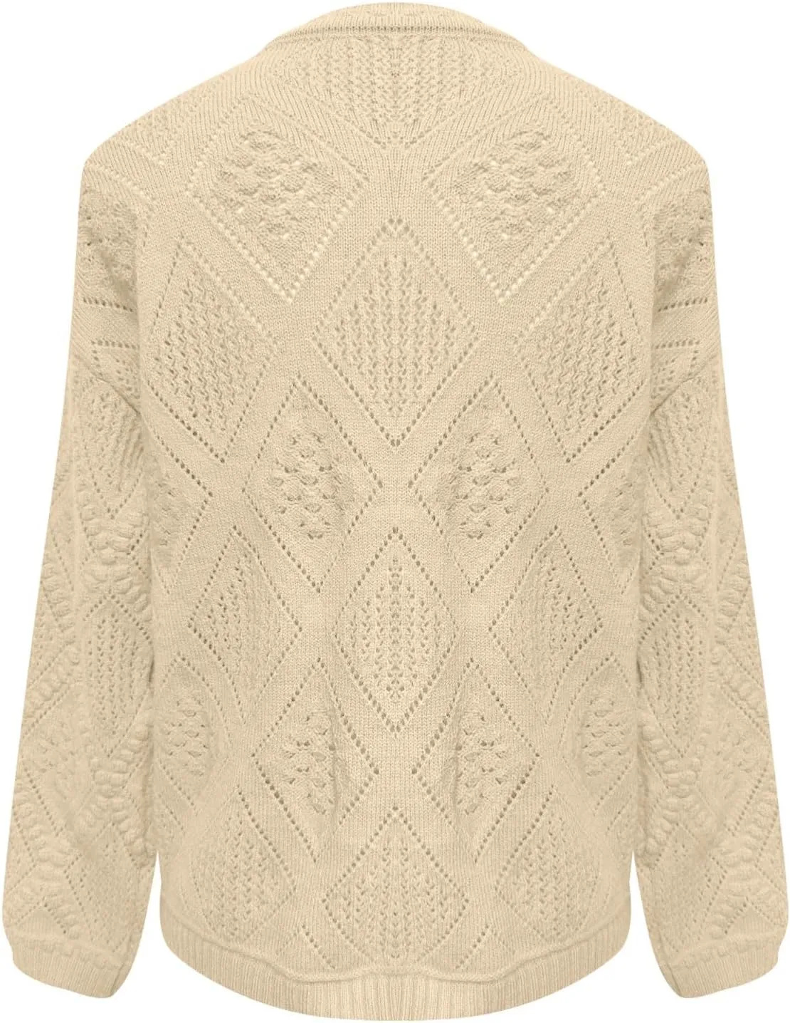 Women's Cable Knit Long Sleeve V Neck Turtleneck Sweaters Vintage Chunky Argyle Sweater Pullover Top for Fall Winter