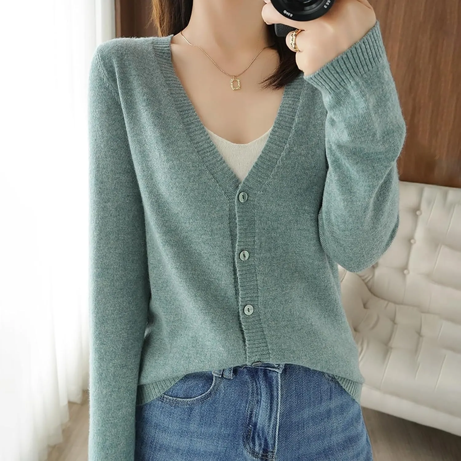 Women's Cable Knit Open Front Cardigans Sweater Casual Sweater Warm Top Button Down Loose Cardigan Outwear Womens