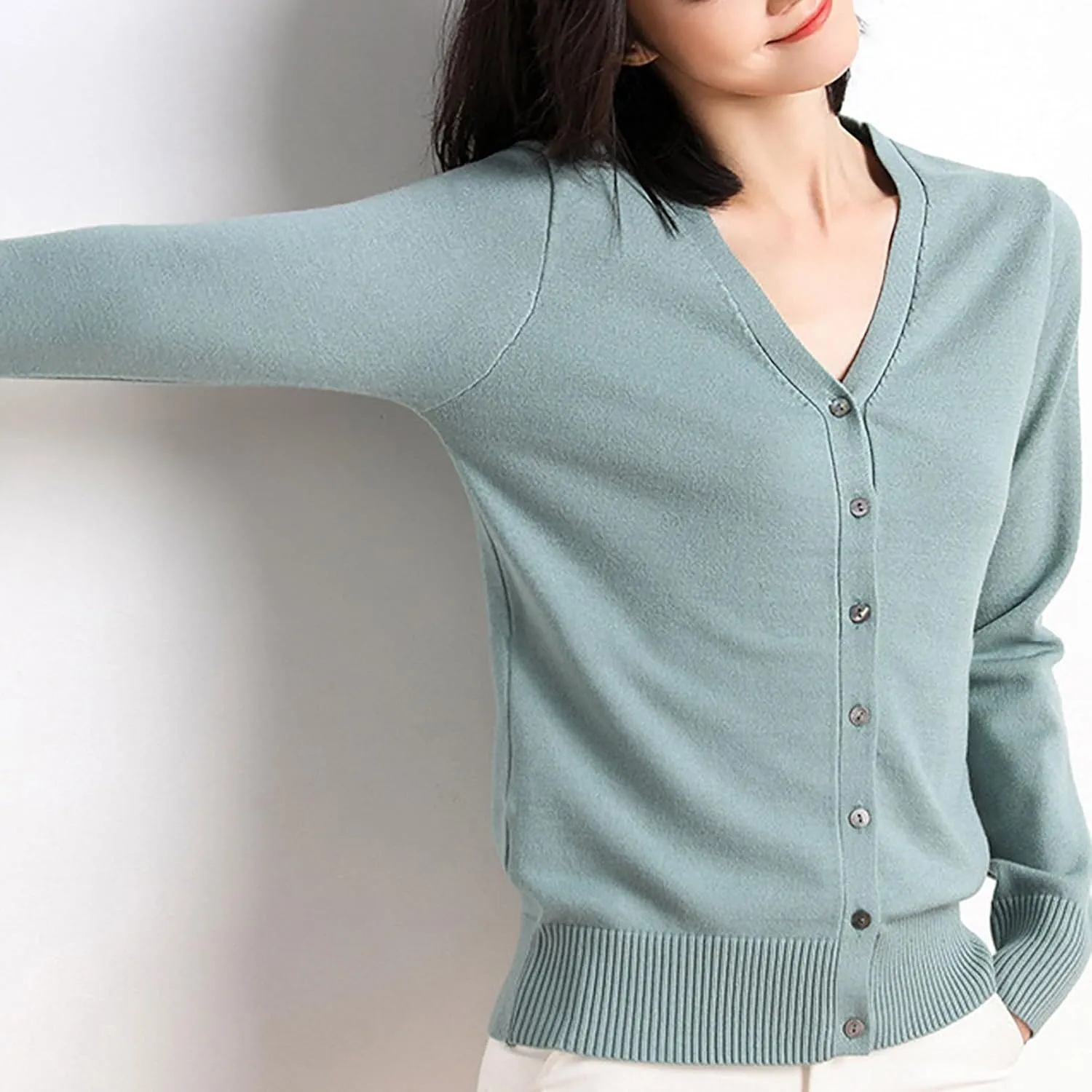 Women's Cable Knit Open Front Cardigans Sweater Casual Sweater Warm Top Button Down Loose Cardigan Outwear Womens