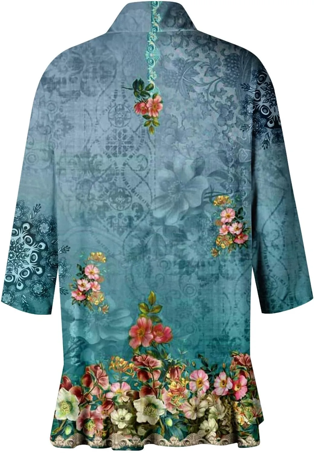 Womens Cardigan 2024 Lightweight Fall T Shirts Loose Fit Shawl Collar Blouse Coat 3/4 Sleeve Tie Dye Funny Tops