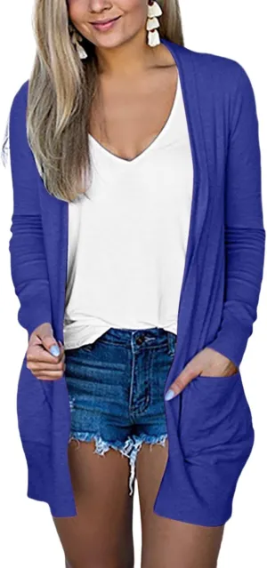 Womens Cardigans Lightweight Long Sleeve Jackets Casual Knit Open Front Cardigan Sweater Jacket with Pockets