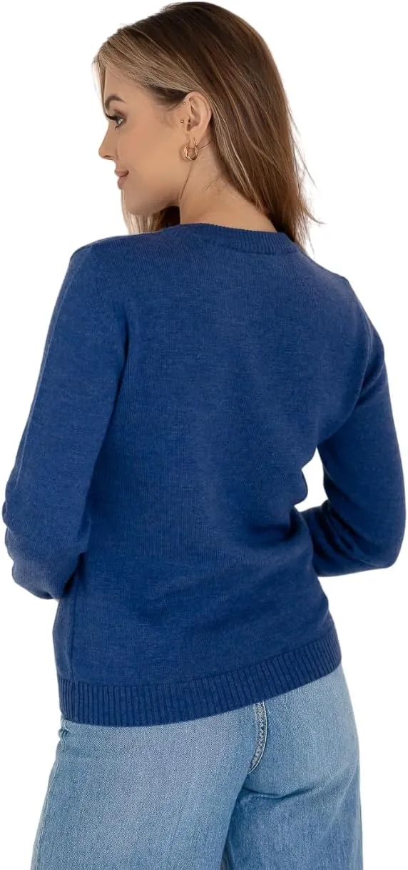 Women's Cashmere Soft Merino Wool Sweater Crew Neck Pullover Top