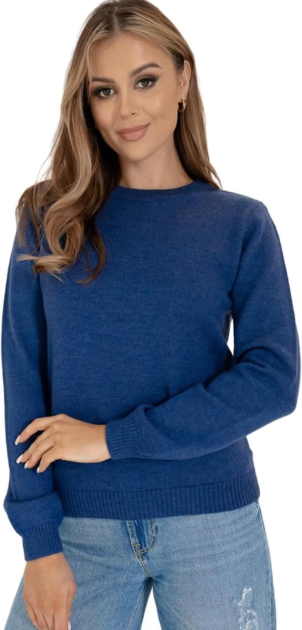 Women's Cashmere Soft Merino Wool Sweater Crew Neck Pullover Top