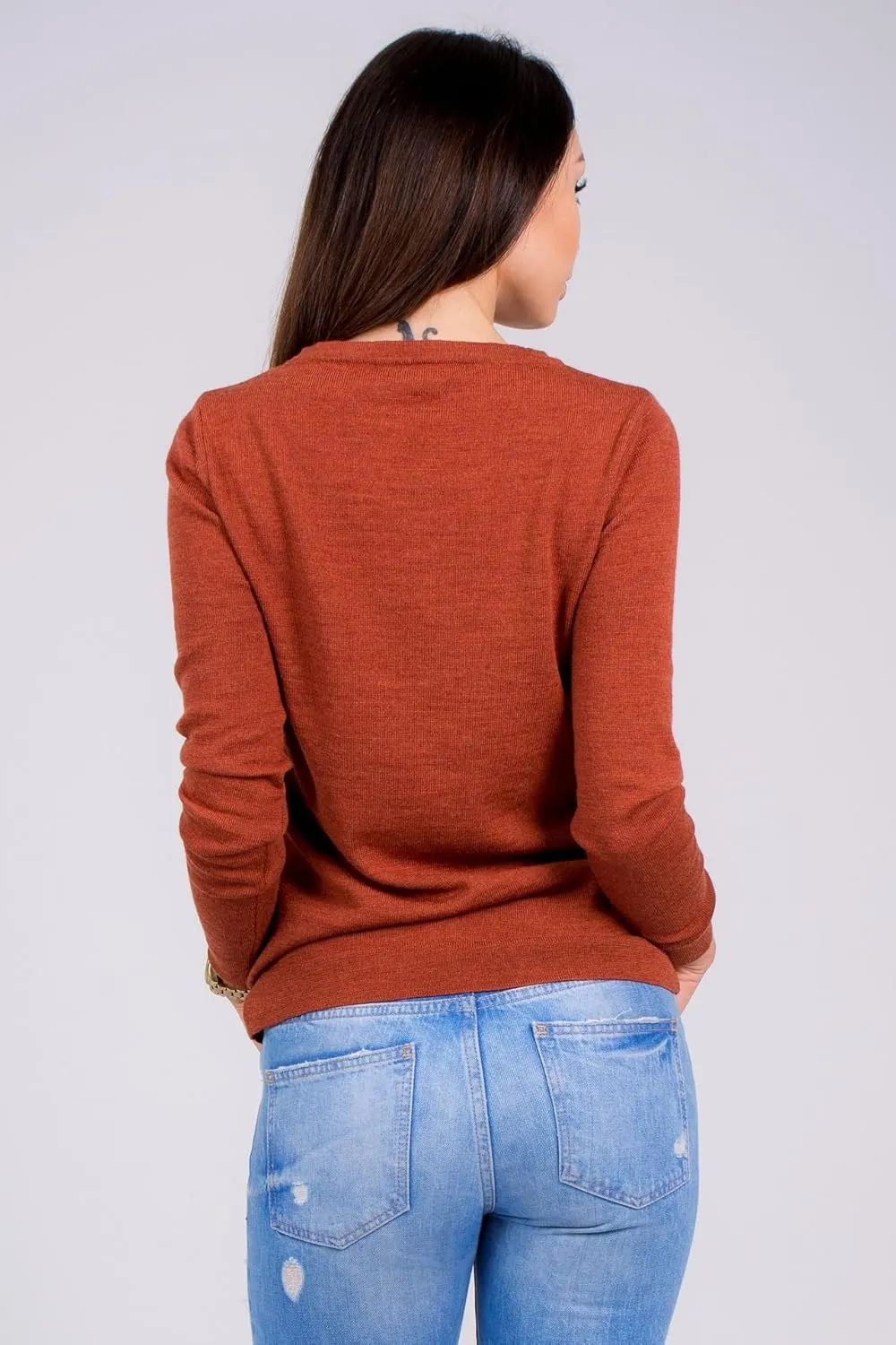 Women's Cashmere Soft Merino Wool Sweater Crew Neck Pullover Top