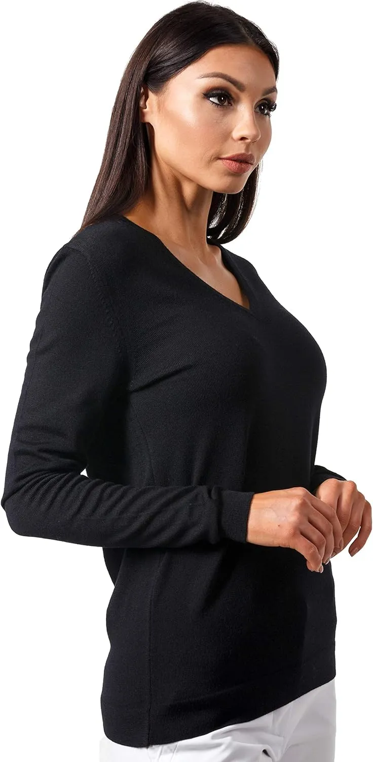 Women's Cashmere Soft Merino Wool V-Neck Sweater Pullover Top