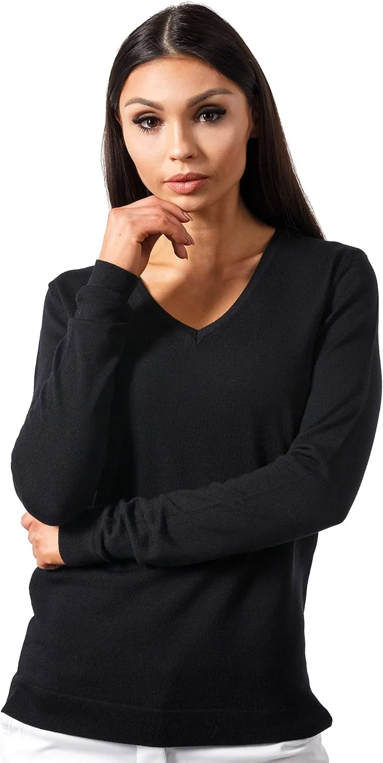 Women's Cashmere Soft Merino Wool V-Neck Sweater Pullover Top
